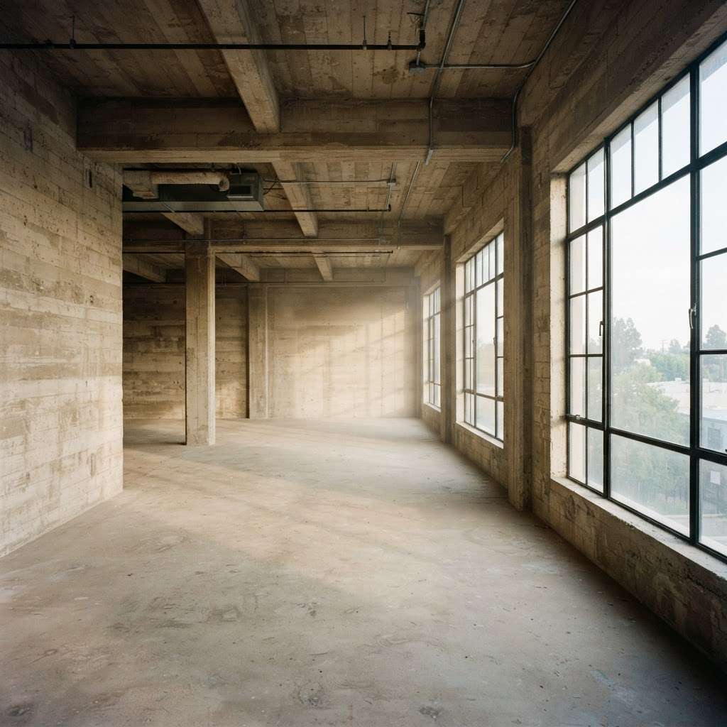 Raw Concrete Empty Office Space Shell Before Fit-Out